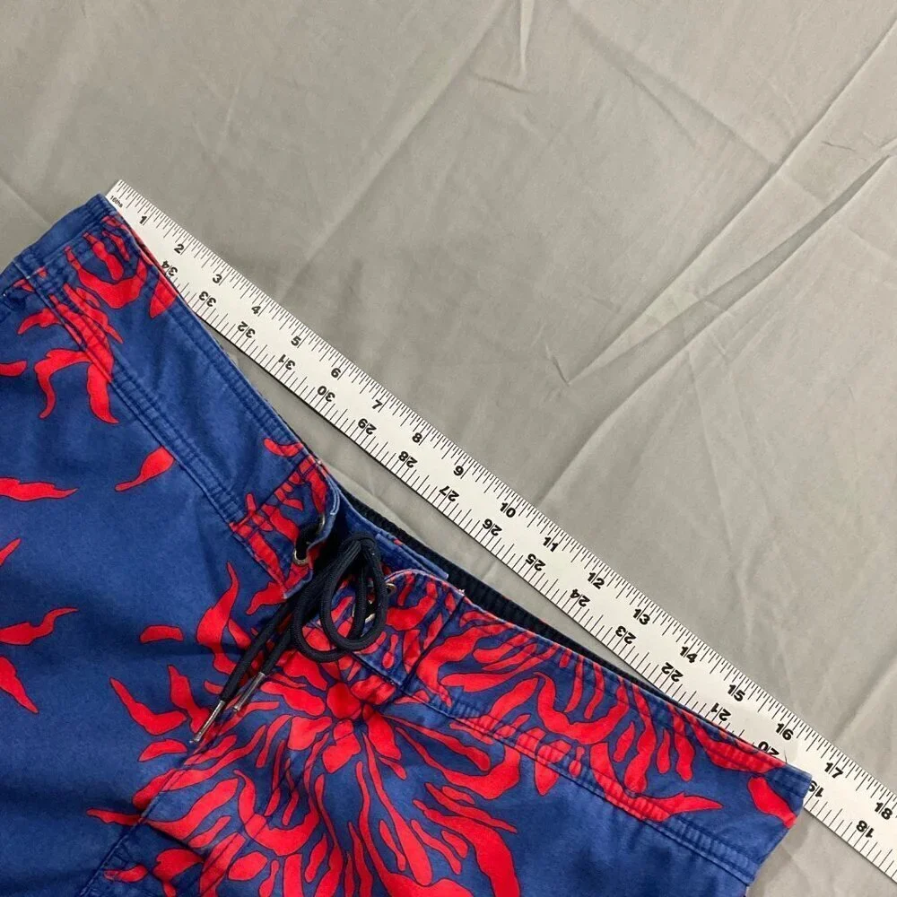 Nautica Mens M‎ Floral Tropical Swim Trunks Blue Red Coastal Beach Board Shorts